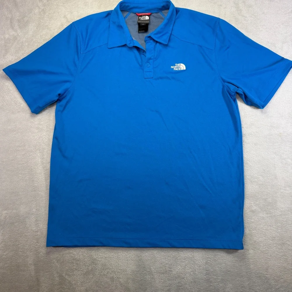 The North Face Mens Blue Short Sleeve Mesh Lined Performance Polo Shirt Size M